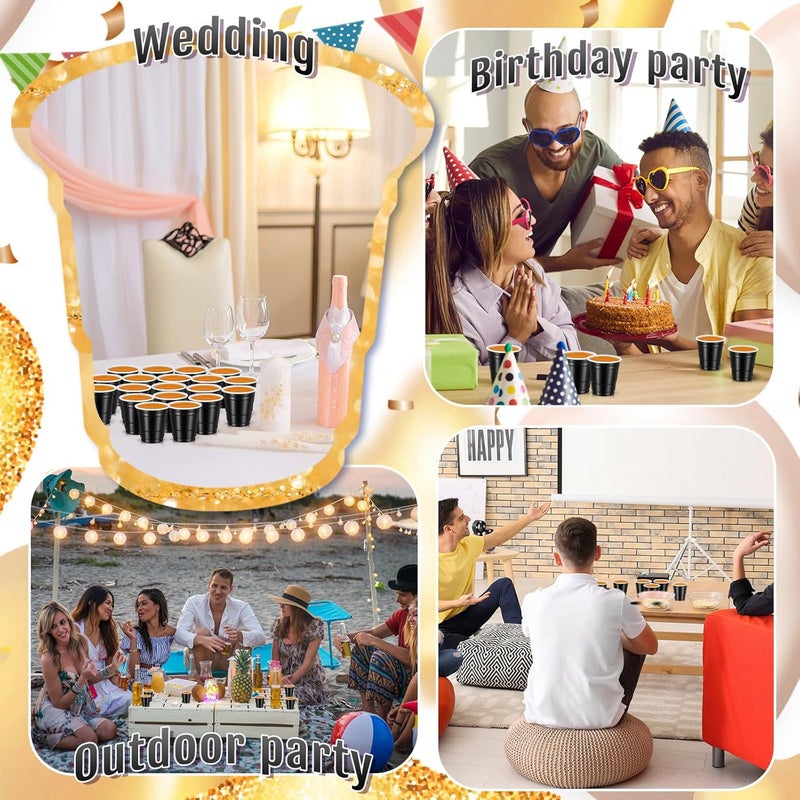 Layhit 200 Pack 2oz Shot Cups Plastic Shot Glasses Mini Disposable Cups for Valentines Day Wedding Birthday Party Supplies Beer Drinking Serving Snacks Samples Tastings(Black) - Image 5